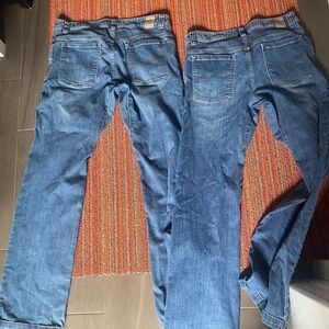 Two pairs of PRANA brands men’s jeans size 33 waist and 34 long